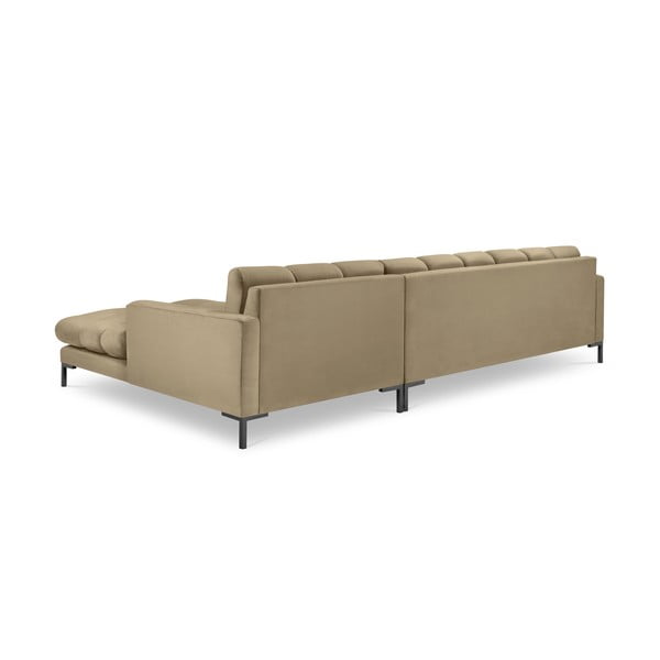 Smėlio spalvos aksominė kampinė sofa Cosmopolitan Design Bali, dešinysis kampas-image-4