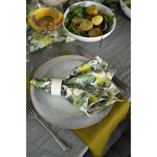 Padėkliukai iš tekstilės žalios spalvos 4 vnt. Lotus – Linen Tales-image-1