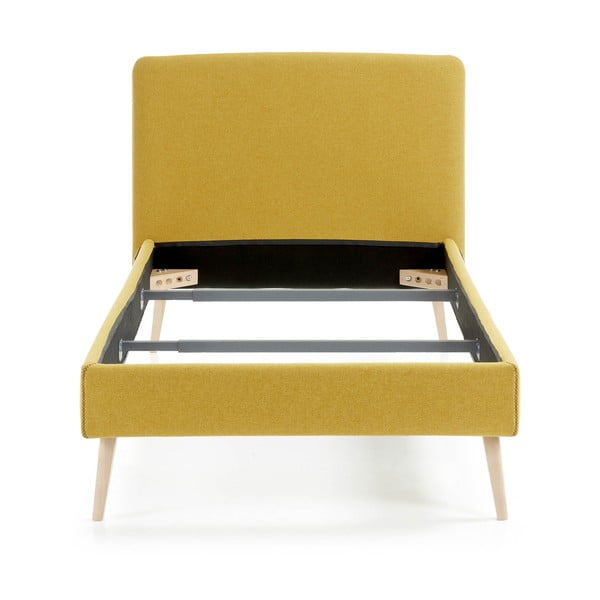 Geltonas lovos rėmas Kave Home Lydia, 90 x 190 cm-image-2
