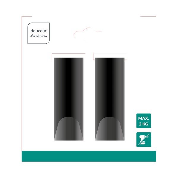 Pakabinami matinės juodos spalvos iš metalo kabliai 2 vnt. Fixeo – douceur d'intérieur-image-1