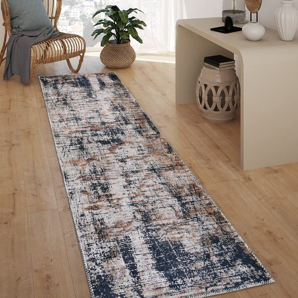 Skalbiamas mėlynos spalvos kilimas 80x200 cm Abstract Colors – Vitaus-image-1