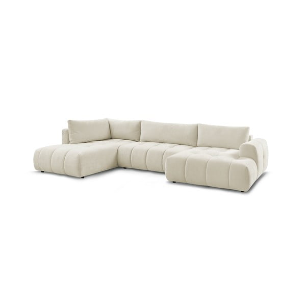 Smėlio spalvos sulankstoma/su sandėliavimo vieta kampinė sofa (su kairiuoju kampu/„U“ formos) Fuji – Bobochic Paris-image-3