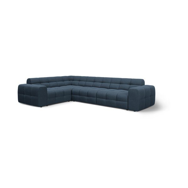Tamsiai mėlynos spalvos kampinė sofa (su kairiuoju kampu/„L“ formos) Kendal – Micadoni -image-3