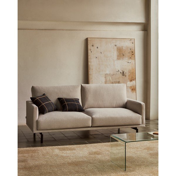 Smėlio spalvos iš šenilinio audinio sofa 174 cm Galene – Kave Home-image-1
