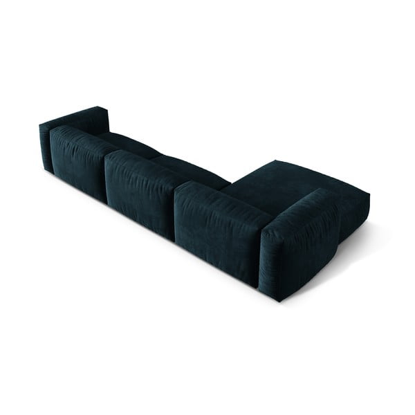 Tamsiai mėlynos spalvos iš velveto modulinė kampinė sofa (su kairiuoju kampu/su gultu) Martina – Micadoni -image-4