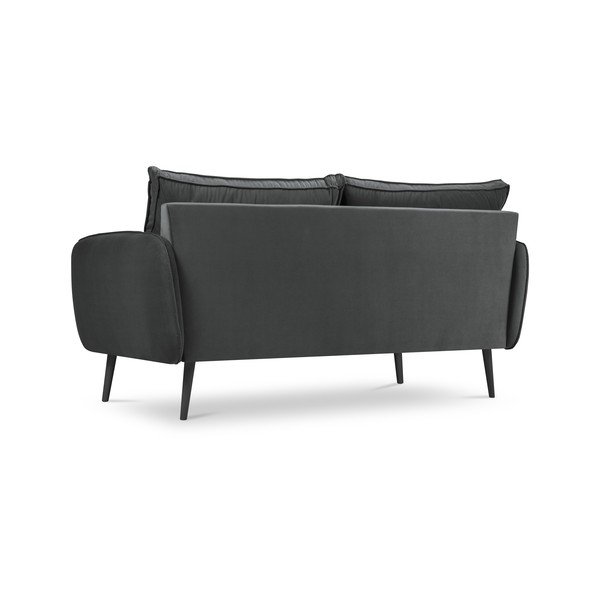 Tamsiai pilka aksominė sofa su juodomis kojomis Kooko Home Lento, 158 cm-image-3