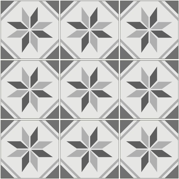 9 sieninių lipdukų rinkinys Ambiance Cement Tiles Foot, 10 x 10 cm