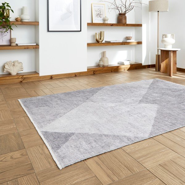 Skalbiamas iš medvilnės mišinio kilimas šviesiai pilkos spalvos 60x170 cm Whisper – Think Rugs-image-2