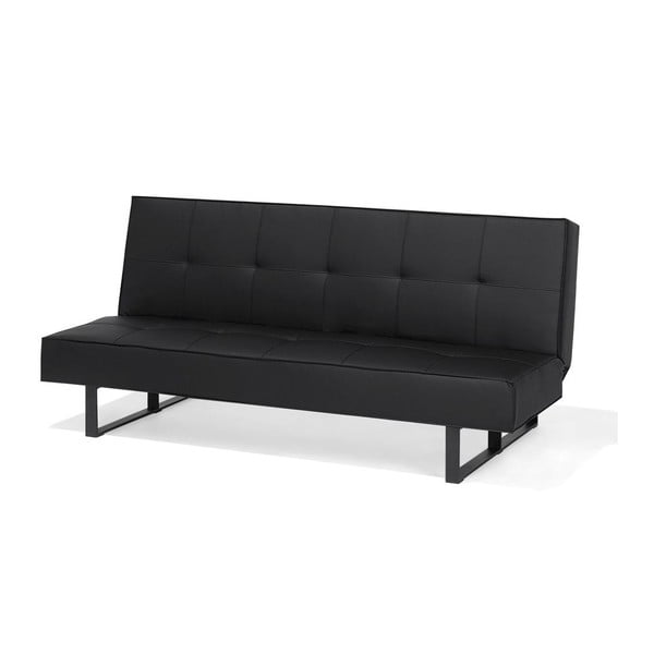 Juodos spalvos sofa-lova iš eko odos "Monobeli Sinthia