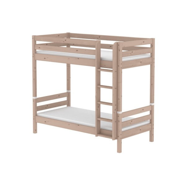 Ruda vaikiška aukšta dviaukštė lova iš pušies medienos Flexa Classic, 90 x 200 cm