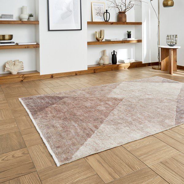 Skalbiamas iš medvilnės mišinio kilimas šviesiai rudos spalvos 60x170 cm Whisper – Think Rugs-image-2