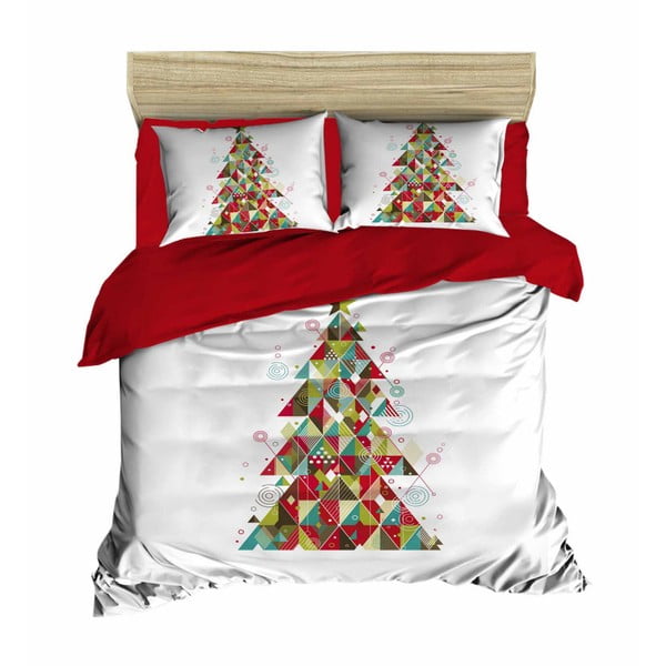 Dvigulės lovos patalynės ir paklodžių rinkinys Kalėdų eglutė maža, 200 x 220 cm