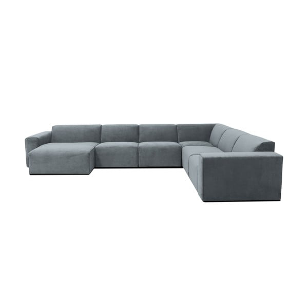 Iš kordinio velveto kampinė sofa pilkos spalvos (su dešiniuoju kampu) Sting – Scandic