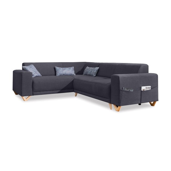 Antracito spalvos sulankstoma/su sandėliavimo vieta kampinė sofa (su kairiuoju kampu/„L“ formos) Classy Sophie – Miuform