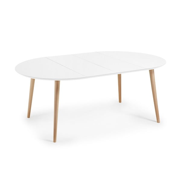 Prailginamas valgomojo stalas baltos spalvos su baltu stalviršiu ø 120 cm Oqui – Kave Home-image-4