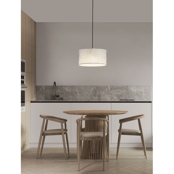 Baltos spalvos iš lino kabantis šviestuvas ø 38 cm Linnet – Nova Luce-image-1