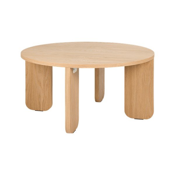 Natūralios spalvos apvalios formos kavos staliukas su ąžuolo dekoro stalviršiu ø 75 cm Kuvu – noo.ma