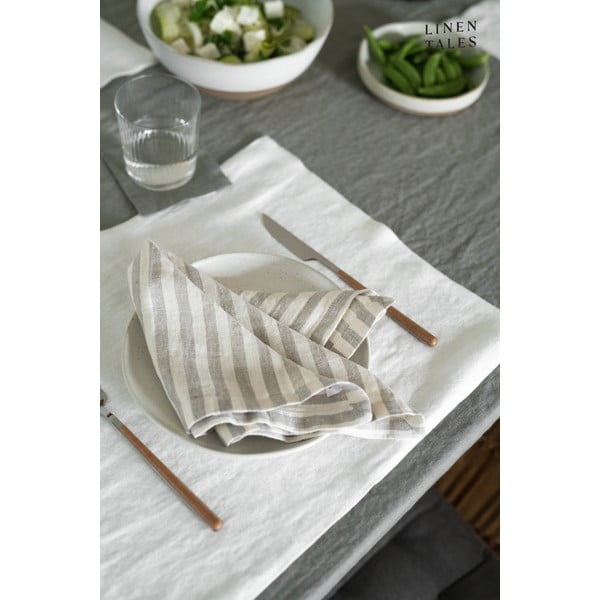Iš lino virtuvės rankšluostis 45x65 cm Natural White Stripes – Linen Tales-image-1