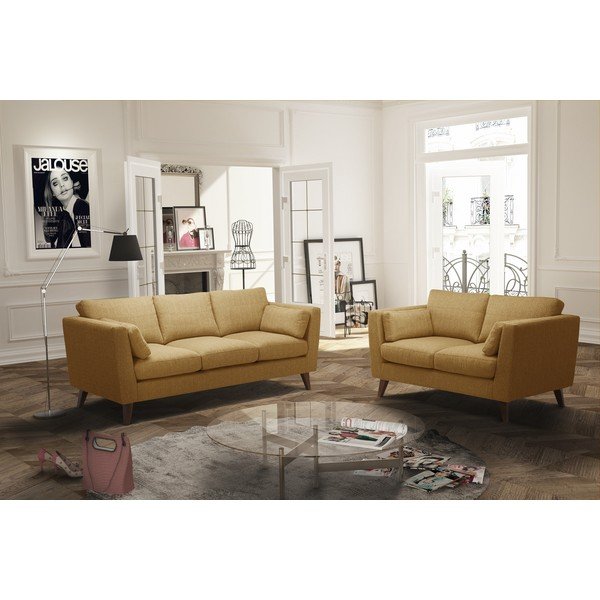 Geltonos spalvos sofa Jalouse Maison Elisa, 207 cm-image-1