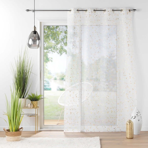 Baltos spalvos/auksinės spalvos iš šydo permatoma užuolaida 140x280 cm Floressia – douceur d'intérieur-image-2