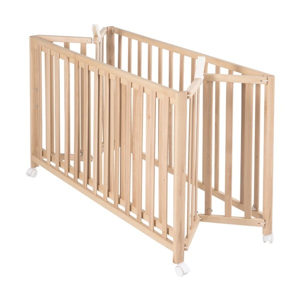 Vaikiška lovelė natūralios spalvos ant ratukų 60x120 cm Fold up – Roba-image-2