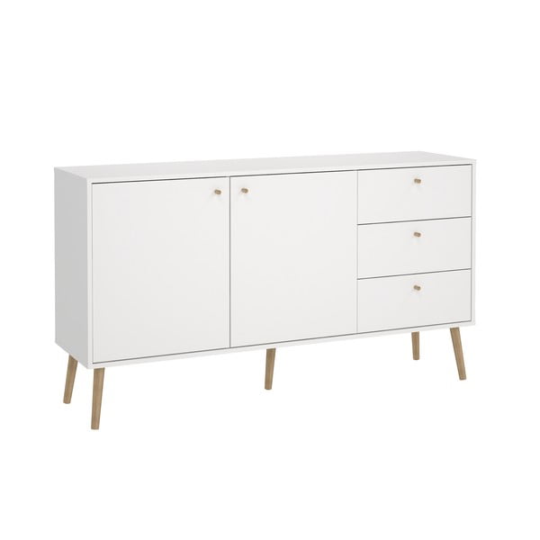 Žema šoninė spintelė baltos spalvos 149x82 cm Bodo – Tvilum-image-2