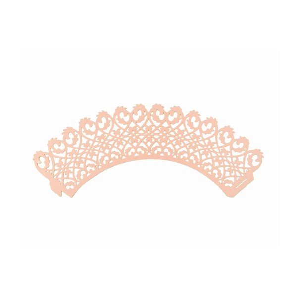 12 popierinių keksiukų puodelių rinkinys Pink Lace