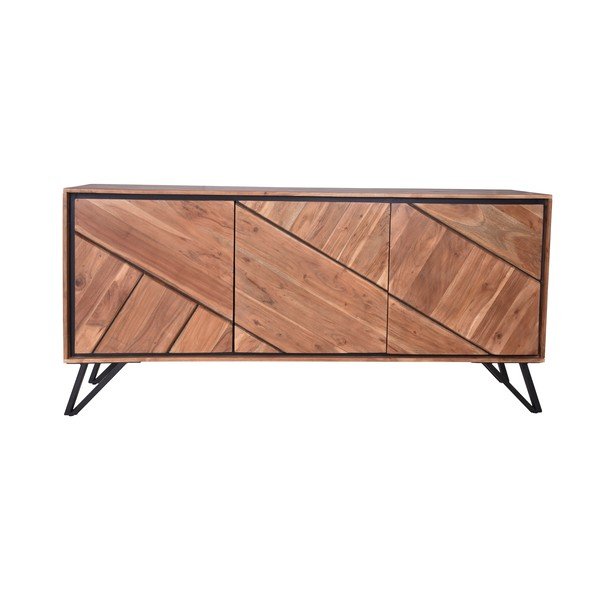 Natūralios spalvos iš akacijos masyvo šoninė spintelė 150x76x40 cm Ambala – Interia Home & Living