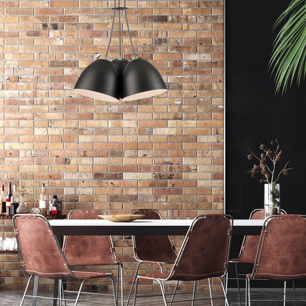 Juodas pakabinamas šviestuvas su metaliniu gaubtu - LAMKUR-image-2