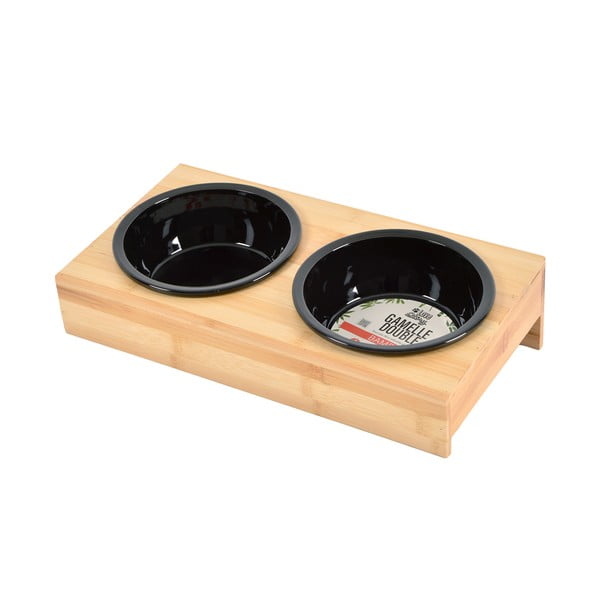 Iš bambuko dubenėlių komplektas su stovu šuniui ø 16 cm – Love Story-image-2