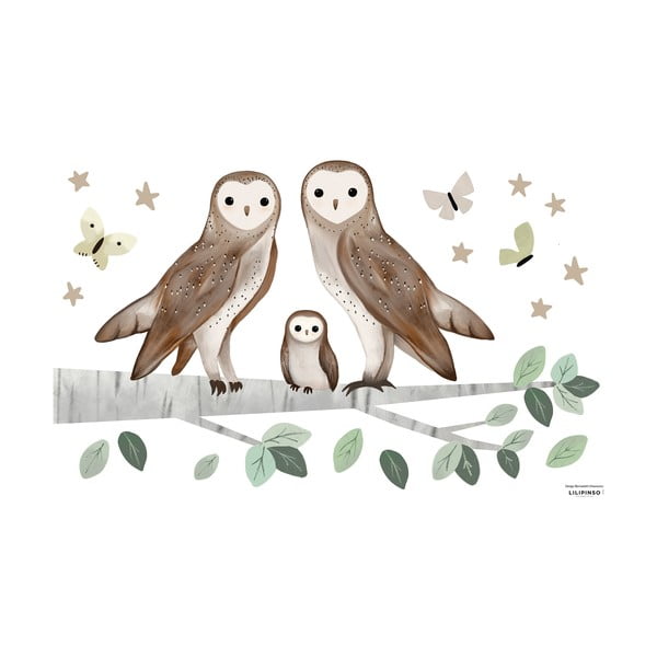 Lipdukų lapas 64x40 cm Owls Family – Lilipinso