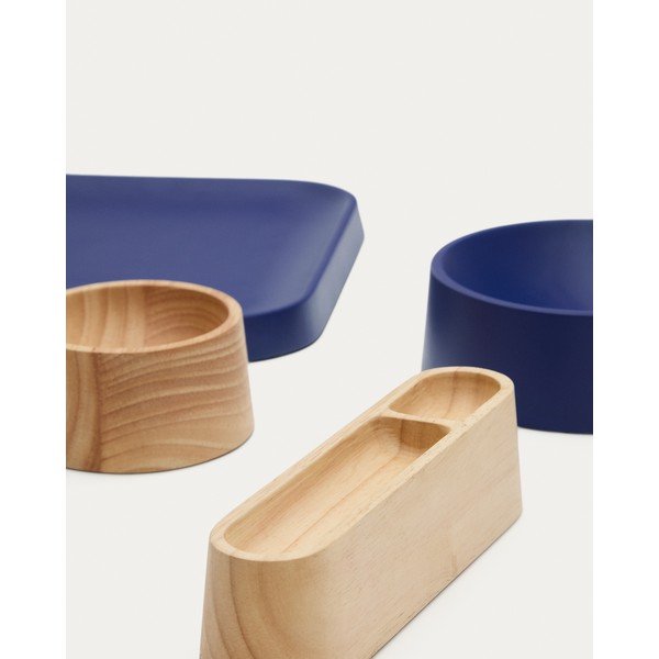 Skirta serviravimui tamsiai mėlynos spalvos/natūralios spalvos iš medienos maži dubenys 4 vnt. Bletz – Kave Home-image-3
