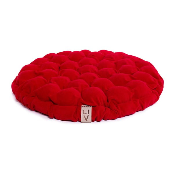 Raudona sėdimoji pagalvėlė su masažiniais kamuoliukais Linda Vrňáková Bloom, Ø 65 cm