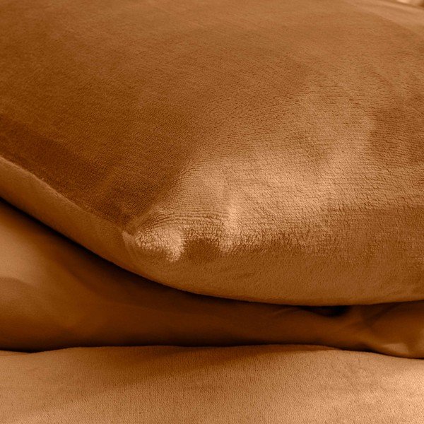 Šviesiai rudos spalvos iš mikroflanelės dvigulė/itin ilga patalynė 3 dalių 240x220 cm Flanou – douceur d'intérieur-image-2