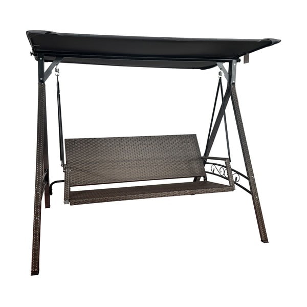 Pilkos spalvos sodo supamasis suoliukas dirbtinis rotangas Rattan – Rojaplast-image-1