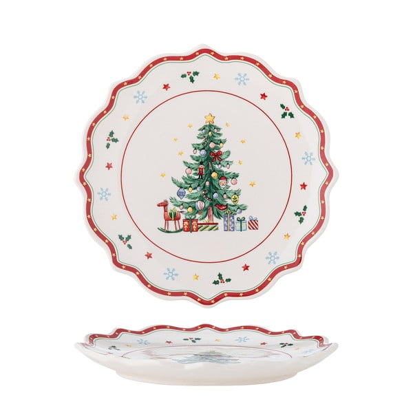 Raudonos spalvos/kreminės spalvos skirta serviravimui iš keramikos lėkštė su Kalėdų motyvu ø 17 cm Naive – Bloomingville-image-4