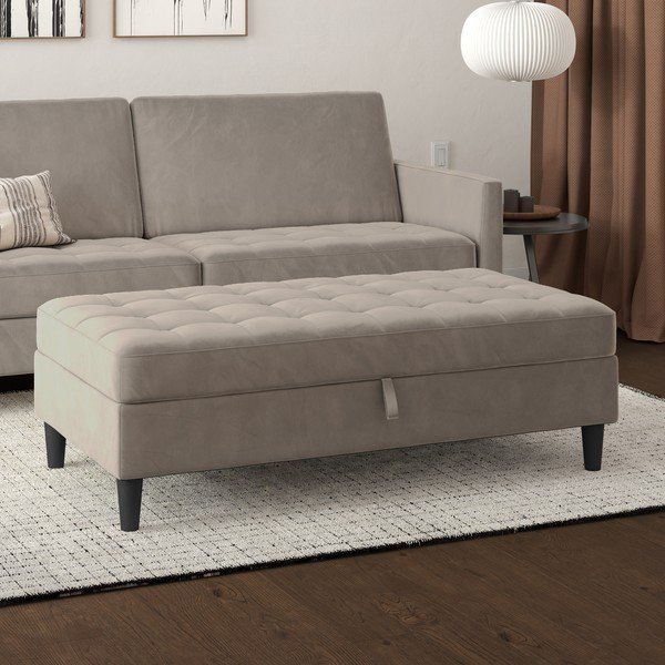 Iš velveto taburetė pilkos spalvos Presley – Støraa-image-1