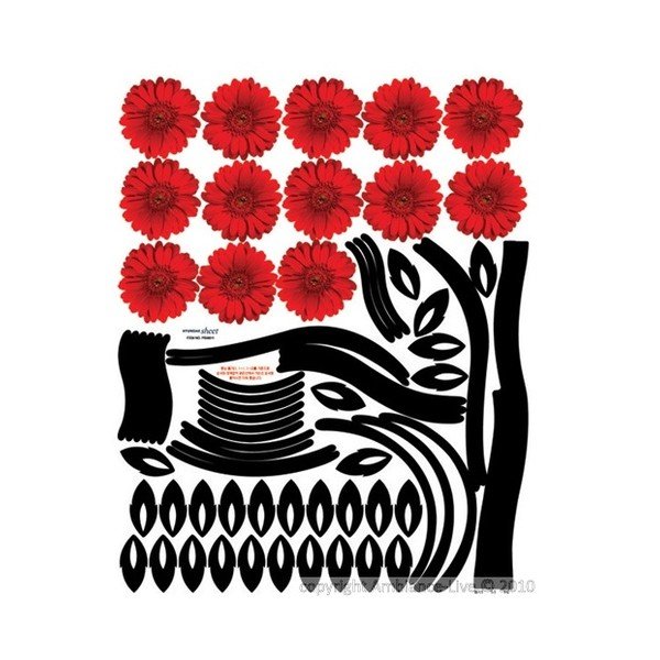 Sienų lipdukas Ambiance Red Gerbera Tree-image-2