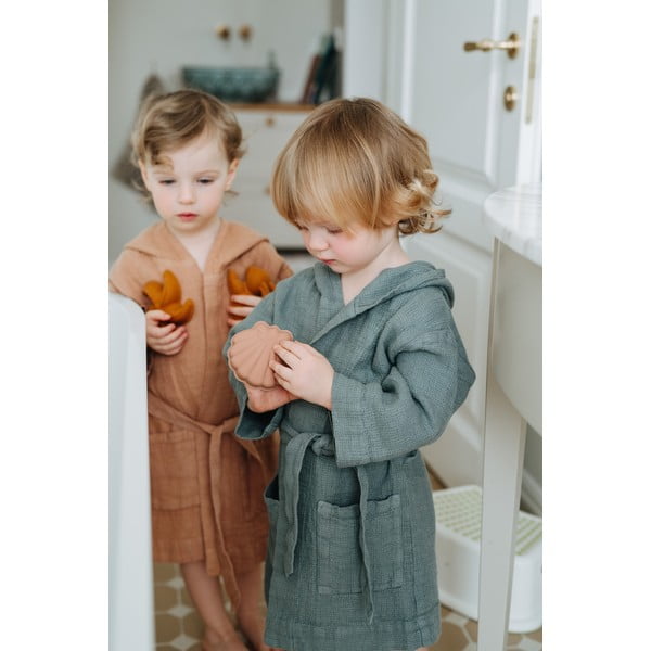 Vaikiškas mėlynas lininis chalatas Linen Tales Nature, 104 - 116 dydžio-image-4