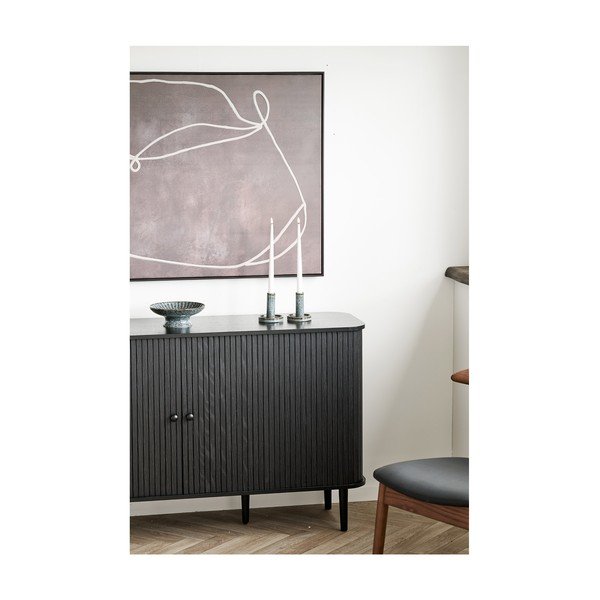 Juodos spalvos iš pušies masyvo šoninė spintelė 140x79x40 cm Nikko – House Nordic-image-2