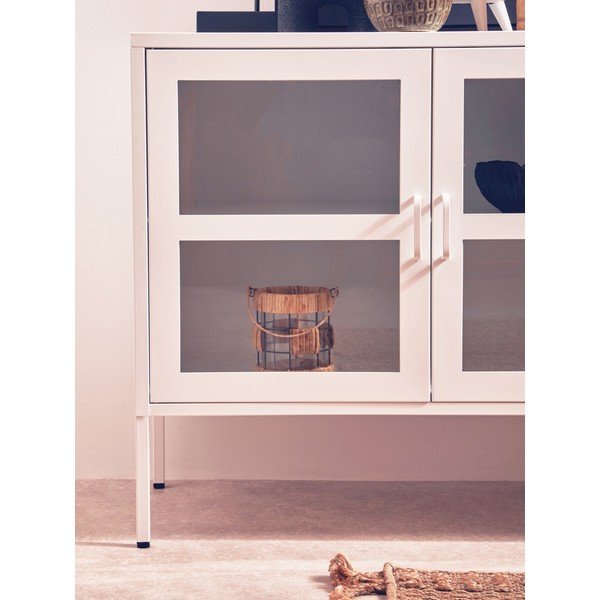 Baltos spalvos iš plieno vitrina 140x80x45 cm Acier – Premier Housewares-image-3