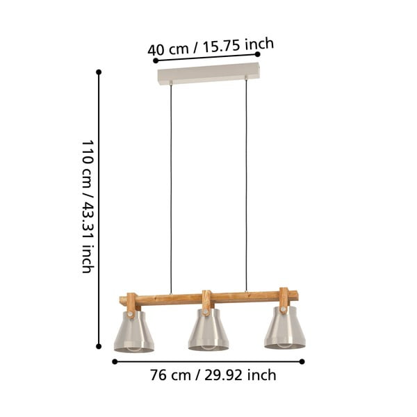Kabantis šviestuvas sidabrinės spalvos/natūralios spalvos su metaliniu gaubtu CAWTON – EGLO-image-2