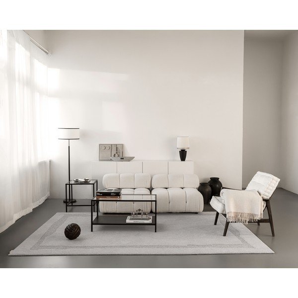 Iš vilnos kilimas šviesiai pilkos spalvos 200x300 cm Morphic Rocca – Agnella-image-4