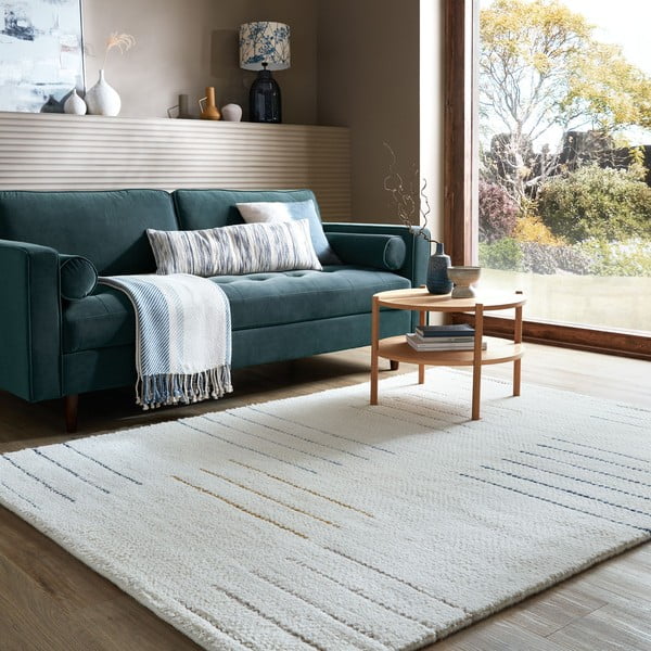 Rankų darbo iš vilnos kilimas kreminės spalvos 160x230 cm Dottie Geometric – Flair Rugs-image-1