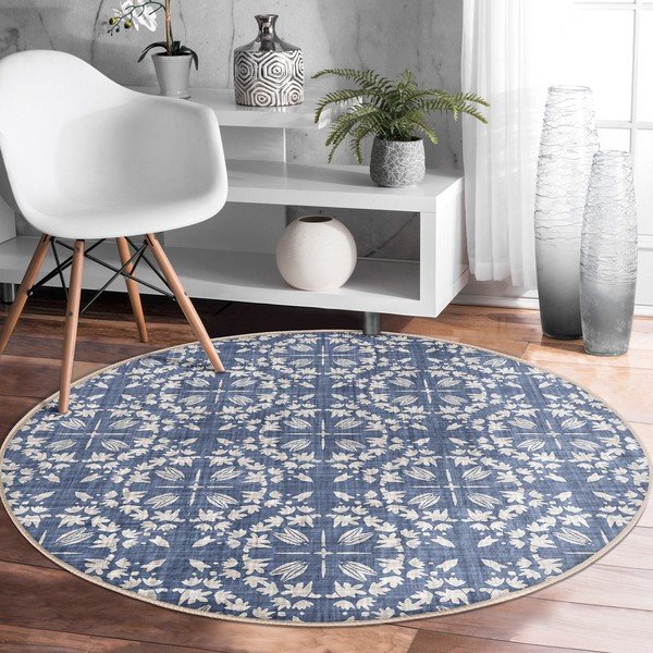 Skalbiamas/robotiniams dulkių siurbliams apvalios formos kilimas mėlynos spalvos ø 100 cm Comfort – Mila Home-image-4