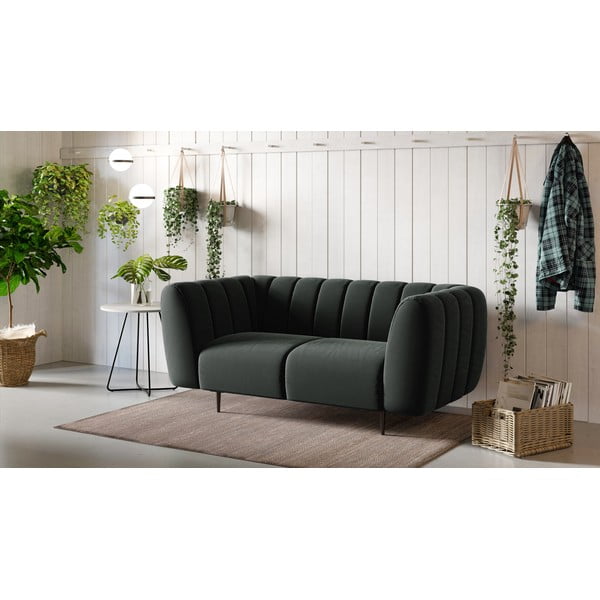 Tamsiai pilka aksominė sofa Ghado Shel, 170 cm-image-1