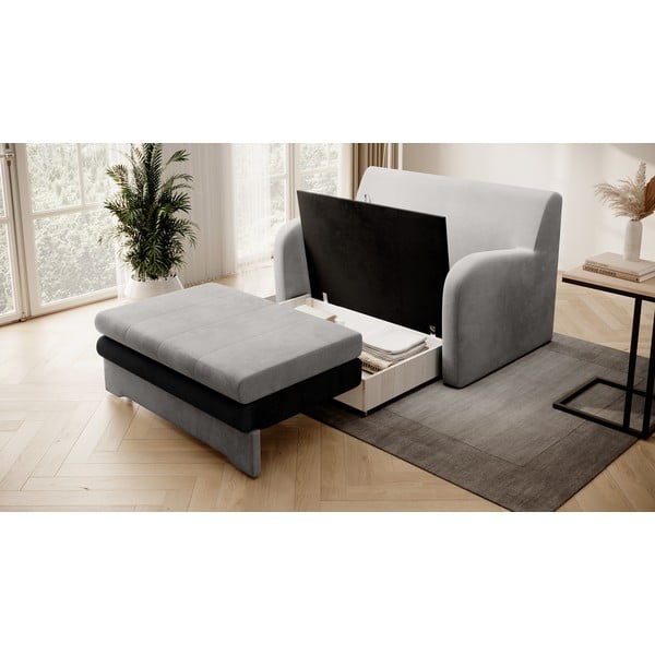 Šviesiai pilkos spalvos/antracito spalvos iš velveto sulankstoma sofa 130 cm Ario – ELTAP-image-3