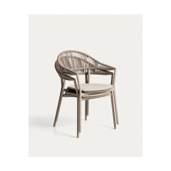 Taupe spalvos paminkštinto audinio sodo kėdė Alimia – Kave Home-image-3