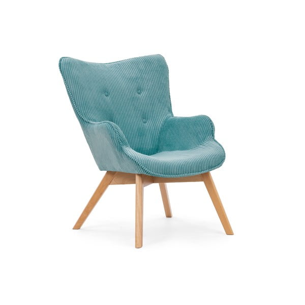 Turkio spalvos iš kordinio velveto krėslas Niko – Ropez