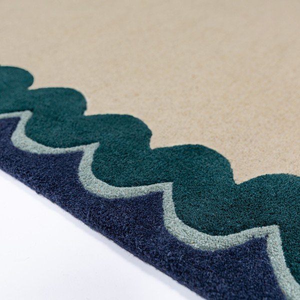 Rankų darbo natūralios spalvos/žalsvai mėlynos spalvos iš vilnos kilimas 80x230 cm Wiggle Wool – Flair Rugs-image-3